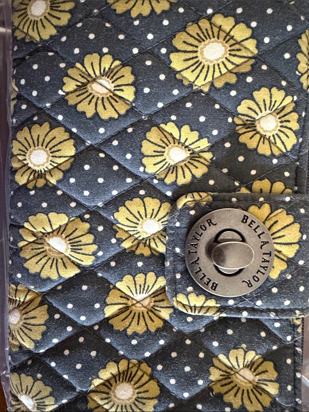 Bella Taylor Quilted Floral Wallet in Yellow and Black
